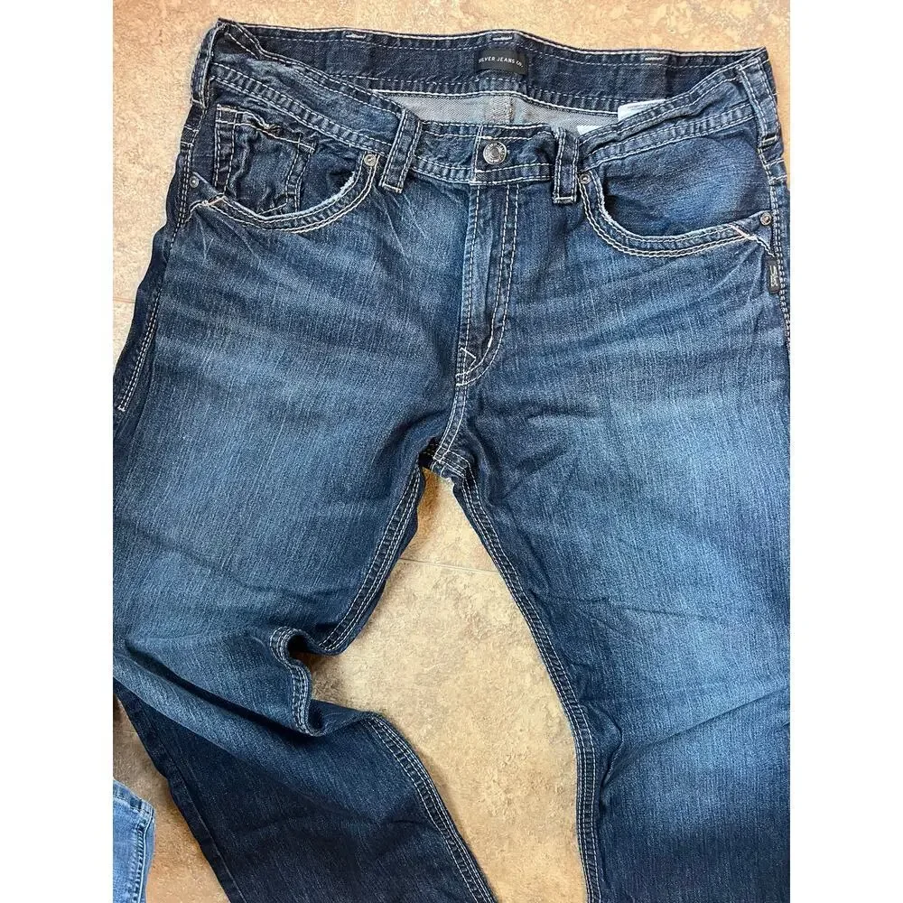 Silver Gordie Comfort Loose Fit Straight Jeans, Men's size 38/34